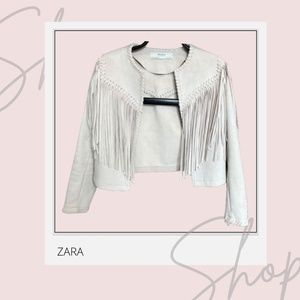 ZARA Fringe Faux Suade Jacket